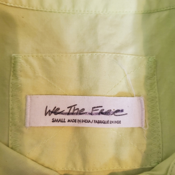 We The Free By Free People Freya Poplin Tunic Top in Pale Neon Green Size Small - Picture 5 of 10